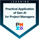 Insignia Aplicación práctica de IA generativa, emitida por Project Management Institute